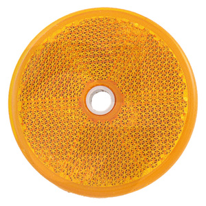 Odrazka oranžová kulatá k přišroubování o průměru 6 cm reflexní z odolného plastu