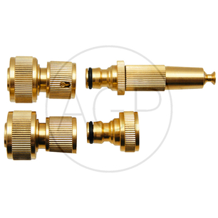 Sada na připojení zahradní hadice 3/4 k vodovodnímu řadu mosazná s tryskou
