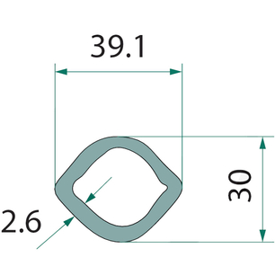 Trubka ke kardanu profilu citrón o rozměru 39,1 x 30 mm o délce 1 m