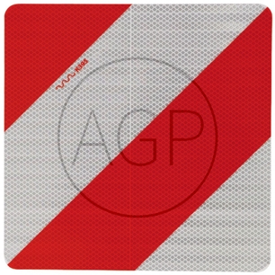 Výstražná kovová tabulka pro levý a pravý směr o rozměru 282 x 282 mm