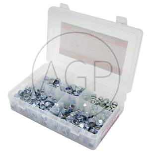 Sada samojistné matice DIN 985 260 ks metrické 6, 8, 10 mm, palcové UNF 1/4, 5/16 a 3/8