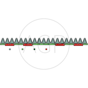 Nůž žací lišty ESM o délce 1020 mm s počtem 20 čepelí, pozice spodní nůž, s počtem děr 2x50,8 + 2x152,4 mm