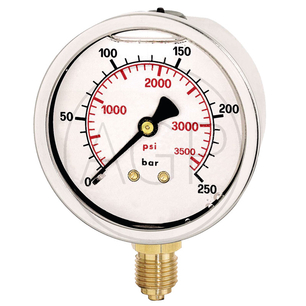 M-GU-63-0/20-1/4-VA-bar/psi Trubkový pružinový manometr