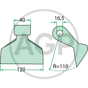 Kladivo mulčovače Perugini, Becchio & Mandrile, Rinieri, OMARV, Zappator, Nobili, Desvoys, Agricom, M.E.A.A.T., Kuhn, Kverneland