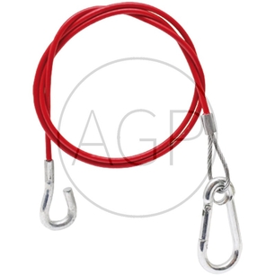 Jistící lanko pro přívěsy, přívěsné vozíky průměr 4 mm délka 1 m karabina x hák