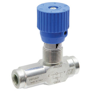 Škrtící ventil pro hydraulický okruh se závitem 1/2 a zabudovaným zpětným ventilem
