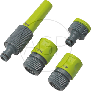 Plastová sada na připojení zahradní hadice 1/2 k vodovodnímu řadu s tryskou