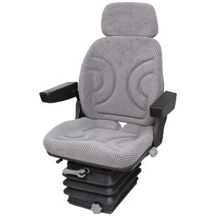 Odpružená sedačka do traktoru vybavena loketními opěrky a opěrkou hlavy 