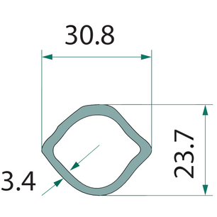 Trubka ke kardanu profilu citrón o rozměru 30,8 x 23,7 mm o délce 1 m
