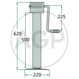 Noha k vleku s nosností 3 tuny, šroubovací opěrná noha k přívěsu s boční klikou.