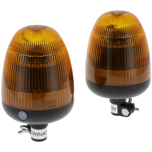 Sada 2 synchronizovatelných LED majáků TWIN, 12–24 V, flexibilní montáž na DIN trubku (4 režimy záblesků)