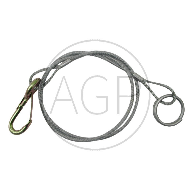 Jistící lanko pro přívěsy, přívěsné vozíky průměr 4 mm délka 1 m karabinový hák x kroužek