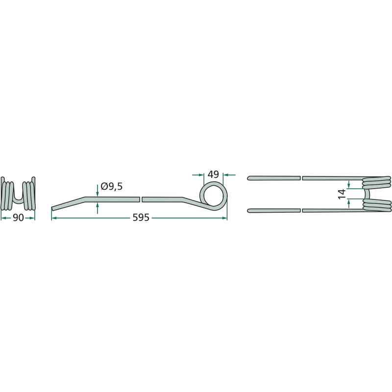 Shrnovací pero o celkové délce 595 mm pro shrnovače Claas Liner