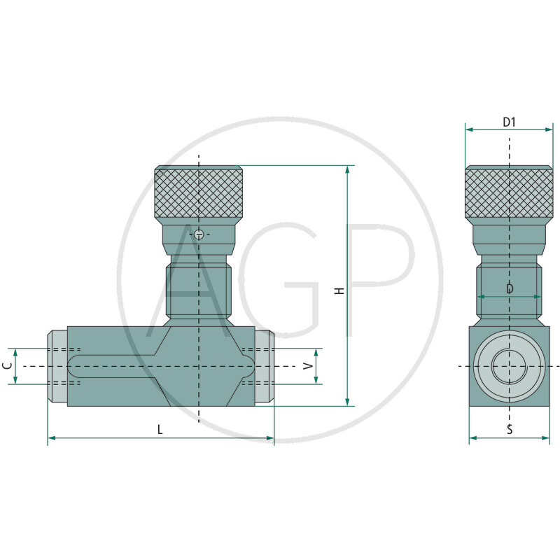 Oleodinamica Marchesini škrtící ventil 3/8 se zabudovaným zpětným ventilem