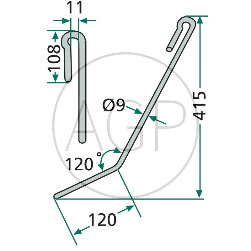 Zavlačovací krátké pero pro přesné secí brány o délce 300 mm vhodné pro Amazone