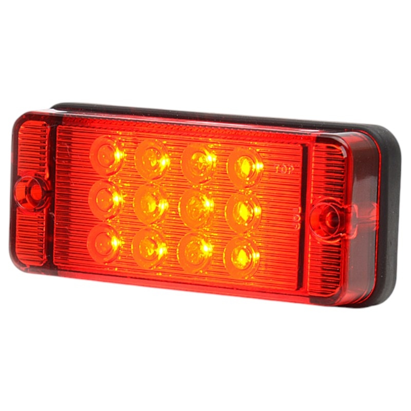 LED Mlhové světlo – červené sklo, 12–24 V, IP66/IP68, homologace E20