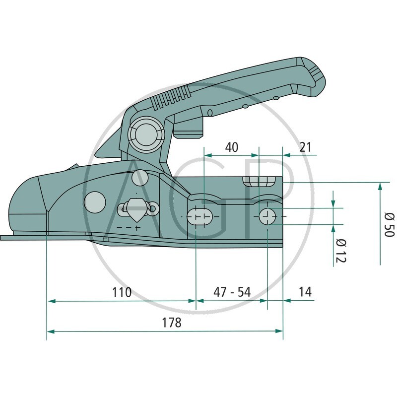 Tažný kloub AL-KO AK 270 pro bržděný přívěs do 2.700 kg povolená hmotnost 2700 kg