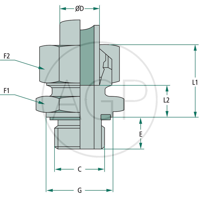 Stauff přímé šroubení se závitem M30 x 2 X-GEM 22 L 22 WD