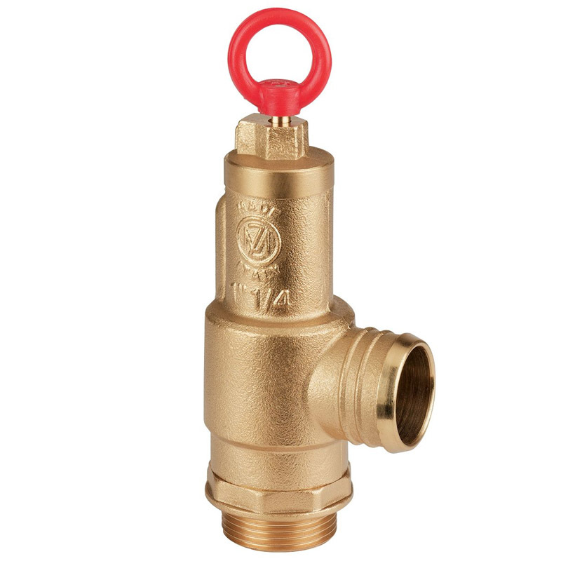 Pojistný mosazný ventil MZ se závitem 1 1/2 pro fekální vozy s připojením pro hadici o vnitřním průměru 44 mm