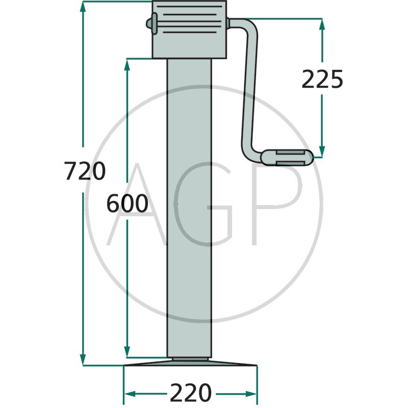 Opěrná noha pod návěs Simol nosnost 5440 kg s boční klikou 2-chodá s ozubeným převodem