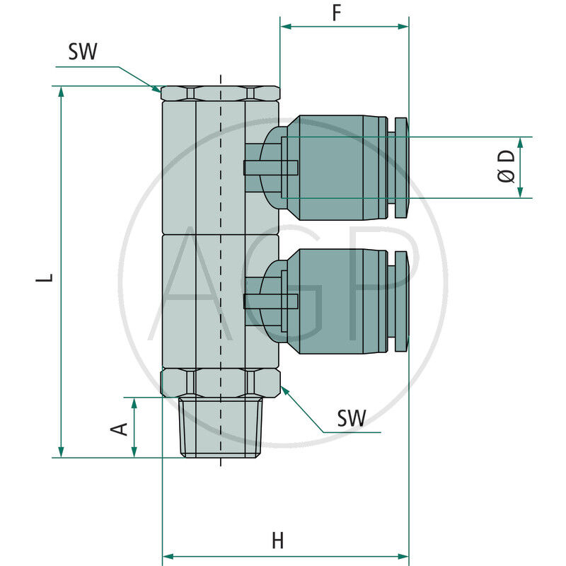 B-WVTEdk2-6-1/4-KU Úhlový rozdělovač-šroubení