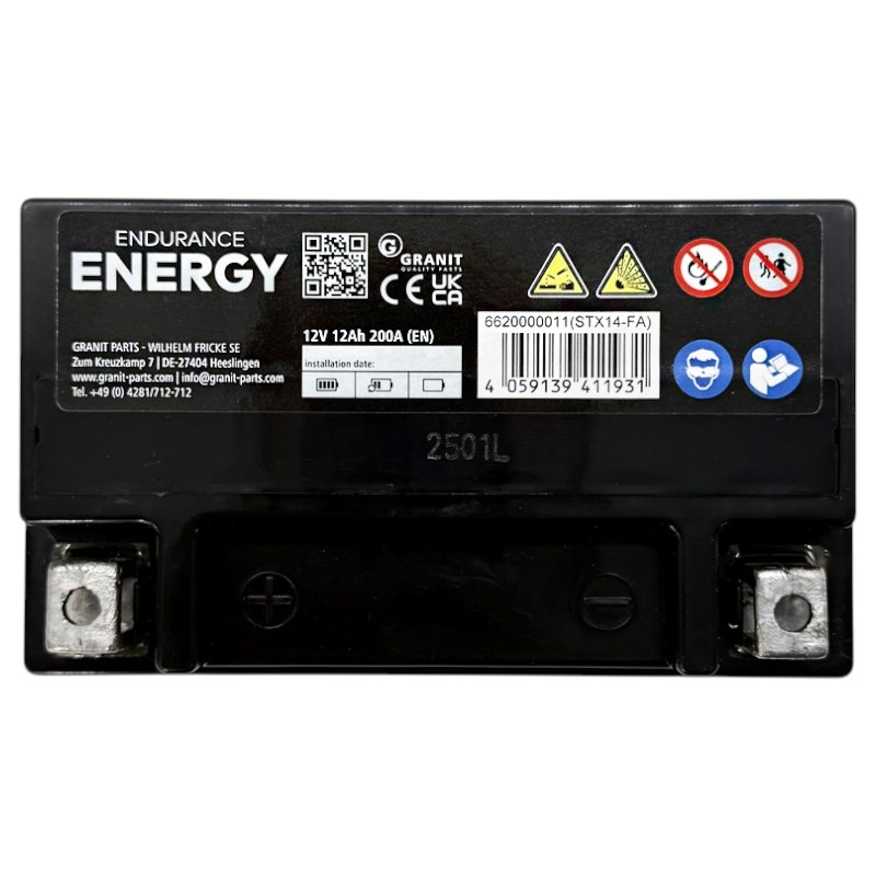 AGM baterie 12 V kapacita 12Ah ENDURANCE ENERGY se startovacím proudem 200 A