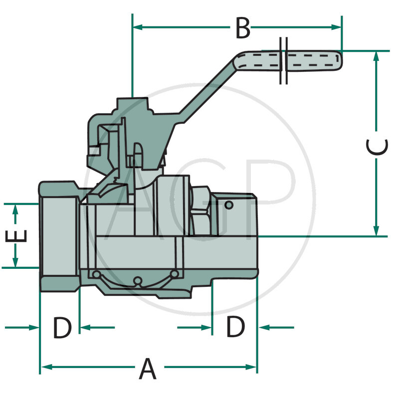 Kulový kohout, přípoj 3/8, 2-cestný, montážní délka 47 mm