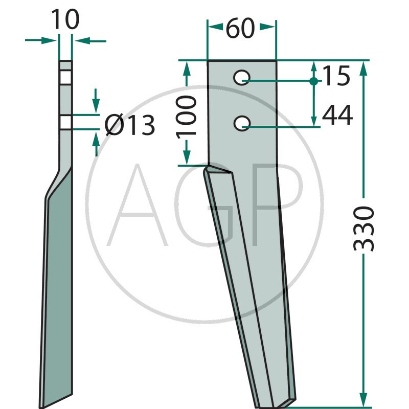 Hřeb do rotačních bran pravý vhodný pro Maschio HB, HM, HL, Dondi