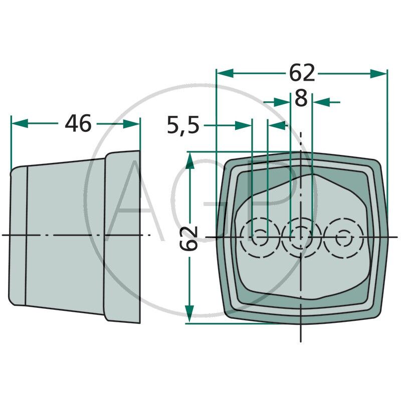 Hella Zadní světlo o rozměru 75 x 55 x 75 mm