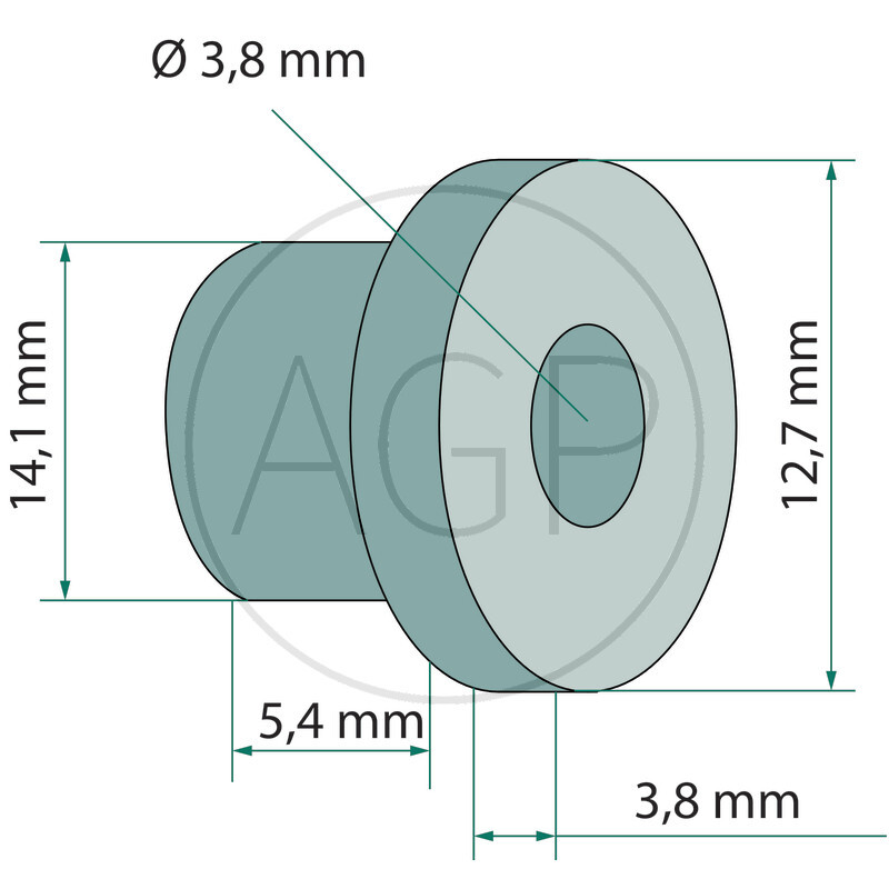 Závit oka o délce 9,2 mm a vnějším průměru 12,7 mm