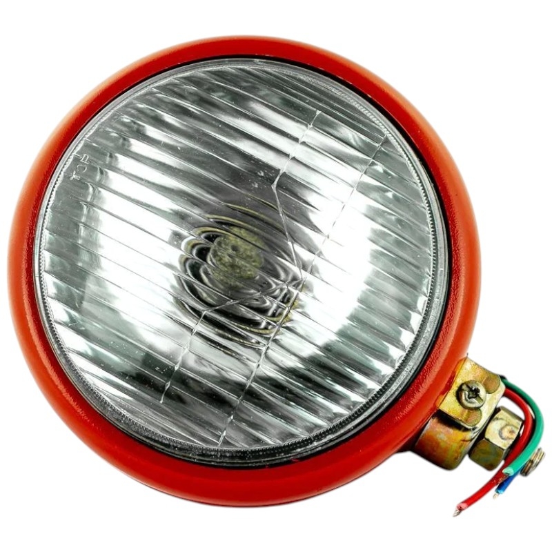 Přední kovový halogenový světlomet H4 12 V / 100/90 W o průměru 150 mm v červené barvě