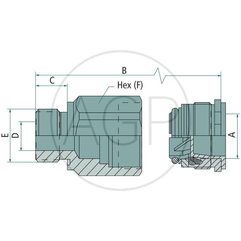 WEO-Zdířka 3/4 (23 mm); 3/4 BSP vnější závit; DIN 3869