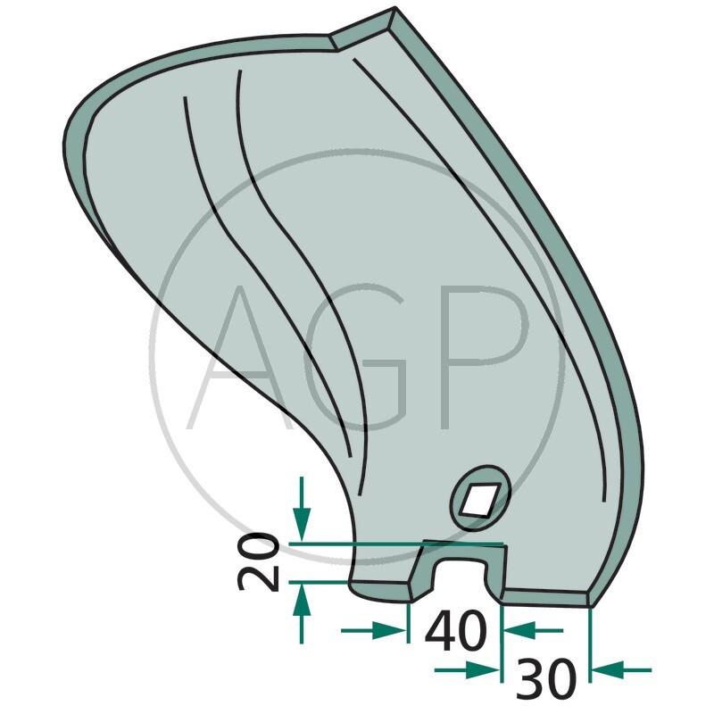Vodící plát pravý LBR2 vhodný pro těžké kultivátory Lemken, Amazone, Kerner, Saphir