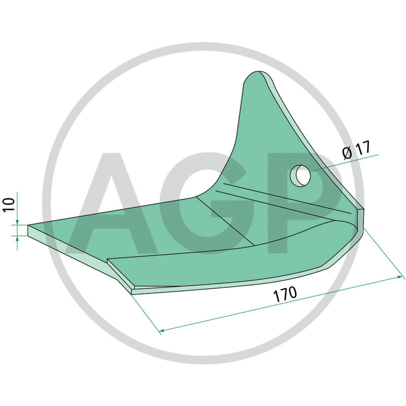 Šípová radlička pravá 170 x 10 mm vhodná pro Pöttinger