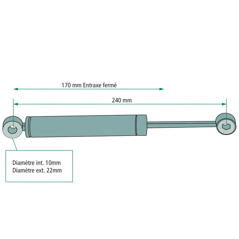 Tlumič nárazů o délce 240 mm k tlumení nárazů pro mechanická sedadla