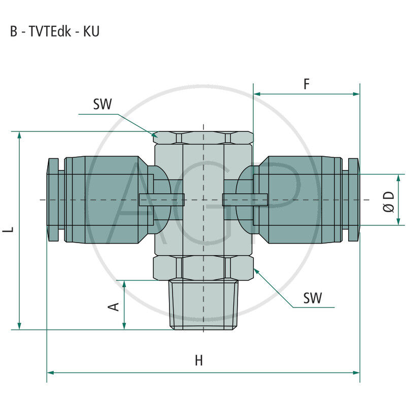 B-TVTEdk-8-1/8-KU T-rozdělovač-šroubení