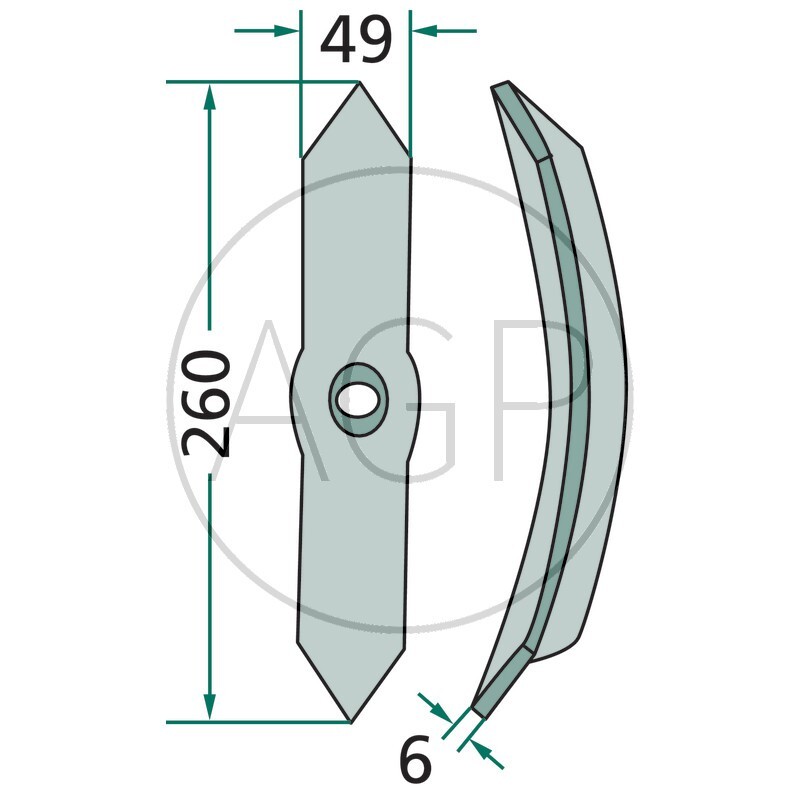 Hrot kultivátoru 49 x 6 x 260 zesílený vhodný pro pera 45 x 12 a 60 x 12 Saphir
