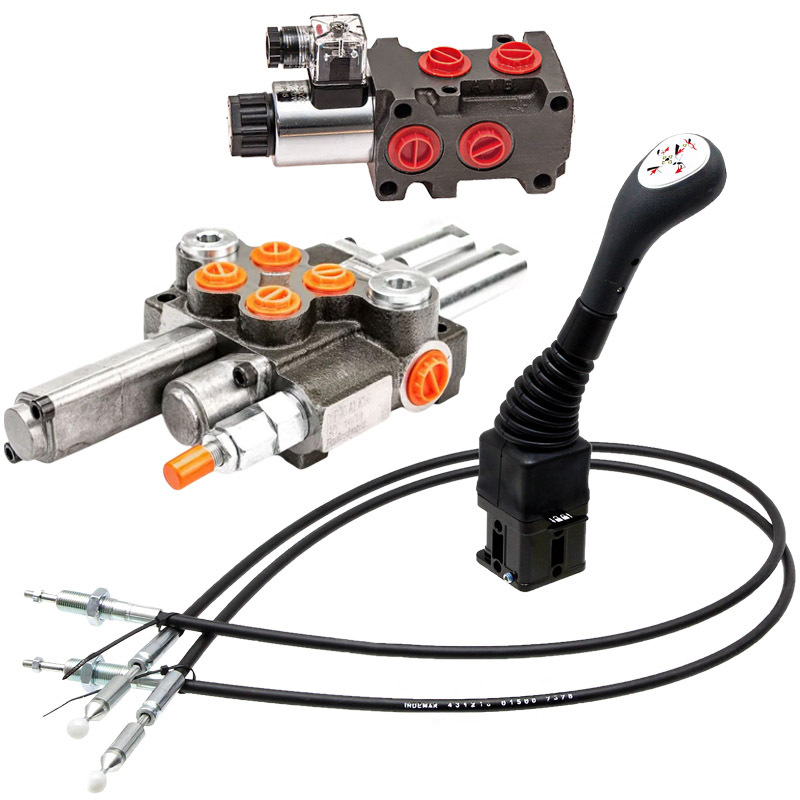 Hydraulický rozvaděč s plovoucí funkcí v sadě s joystickem, třetí funkcí a lanovody pro čelní nakladač