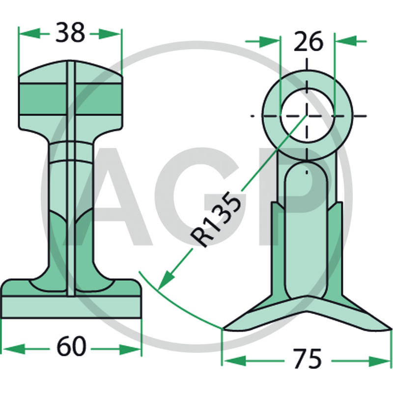 Kladivo mulčovače Mc Connel o průměru díry 26 mm