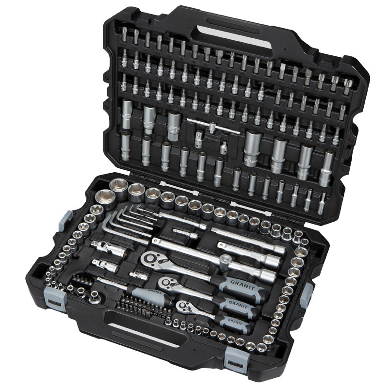 Sada Black Edition nástrčných klíčů 181-dílná v kufru o velikosti 1/4, 3/8, 1/2