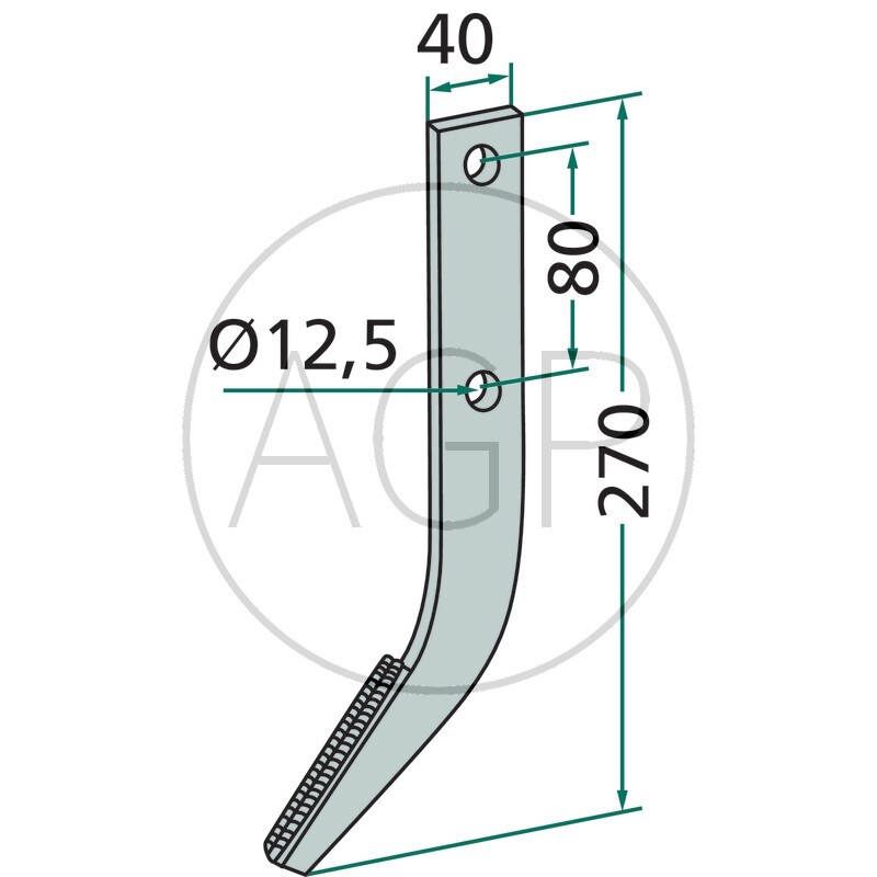 Frézovací hák potažený tvrdokovem pro vyorávače brambor Rumpstad, Struik