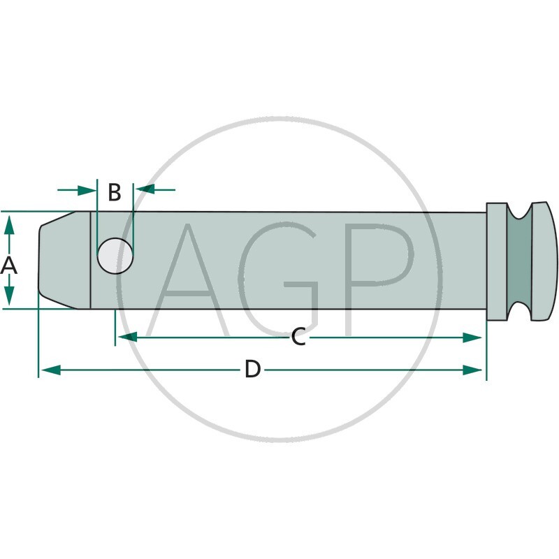 Kolík třetího bodu kat. 3 zajišťovací čep průměr 32 mm délka C=125 mm D=143 mm