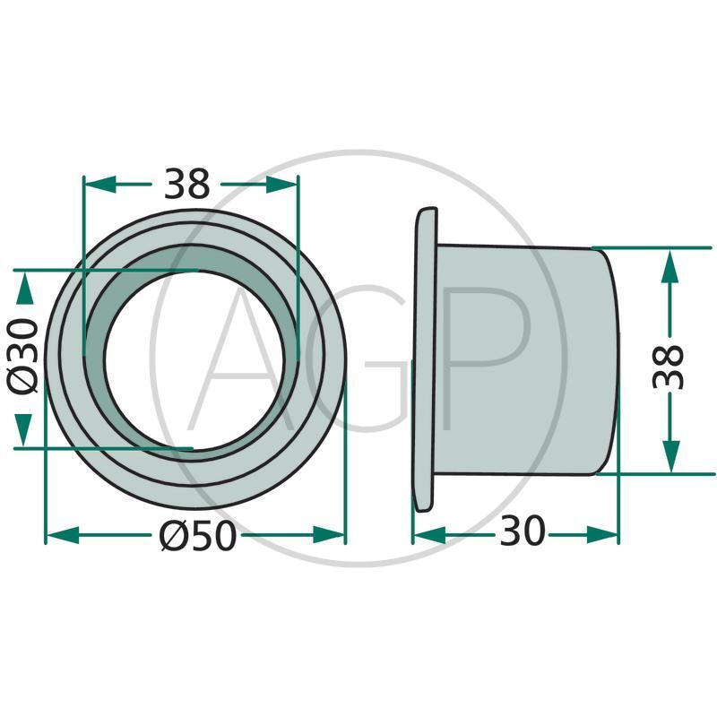 Kluzné ložisko s přírubou, vhodné pro Deutz-Fahr, Pöttinger, Saphir