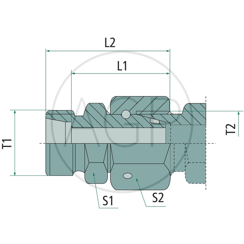 Rovné šroubení GEVR 25 S 3/4 DKO WD se závitem M36 x 2