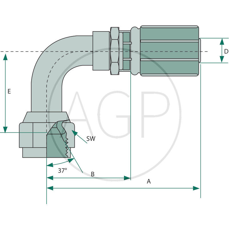 PNE 06 DKJ 7/16 90° SL=22,4