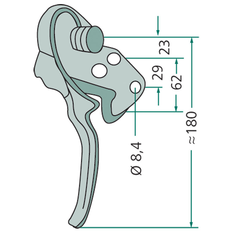 Karhák výkyvný pozinkovaný pro levou stranu k zajištění bočnice