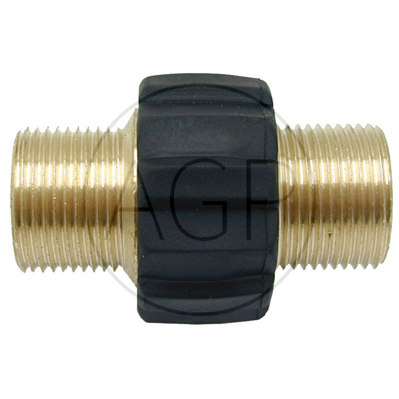 Mosazná spojka s vnějšími závity M22x1,5 pro spojení vodních hadic