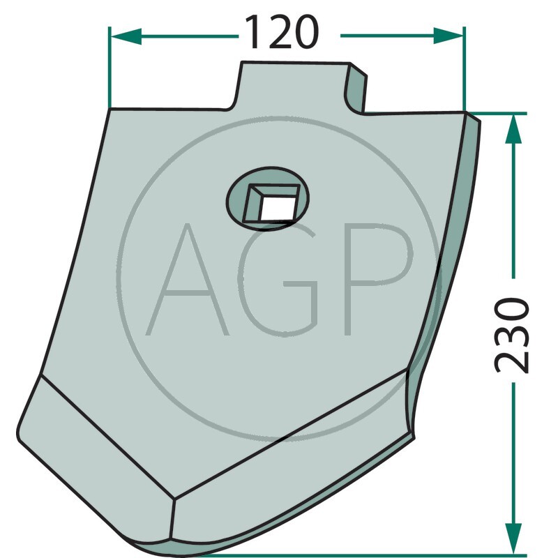 Hrot kultivátoru S12P 230 x 120 x 12 mm 