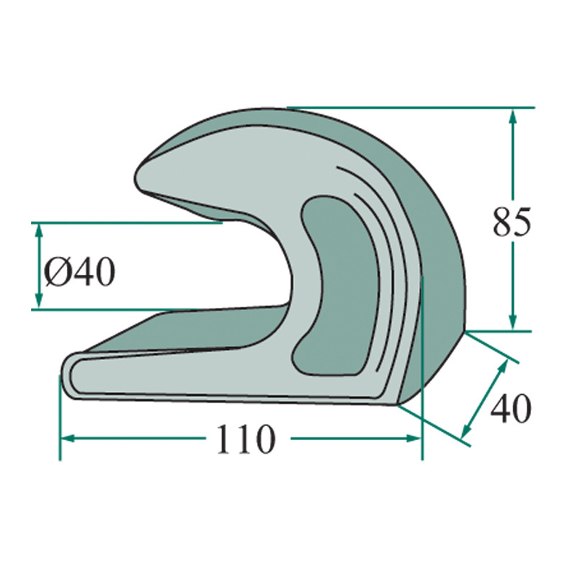 Navařovací kovaný hák k zachycení nářadí čelního nakladače euro norm úchyt pro průměr 40 mm