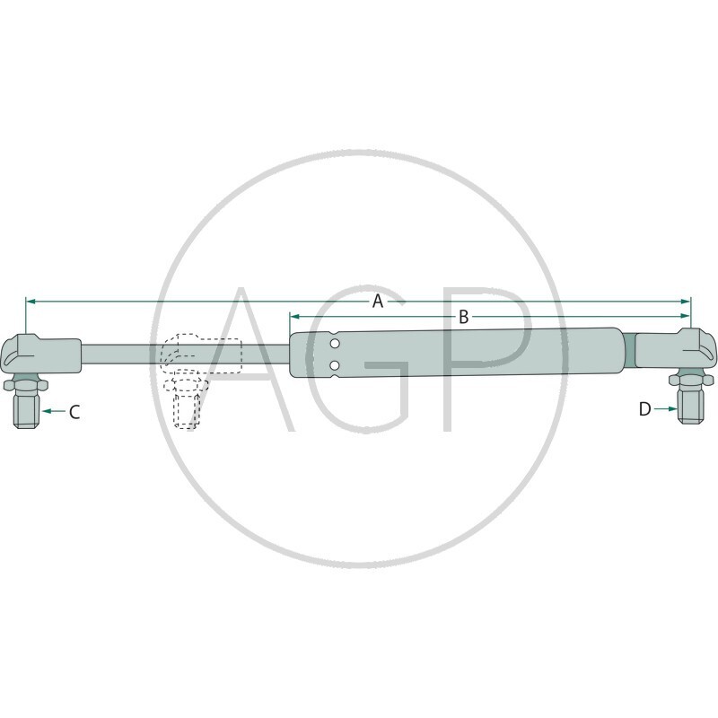 Plynová pružina o délce 235,5 mm